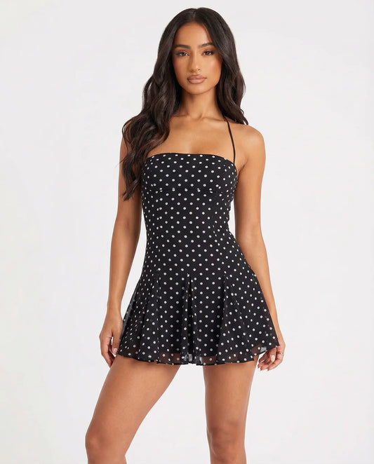 Vestido Mini Negro de Lunares