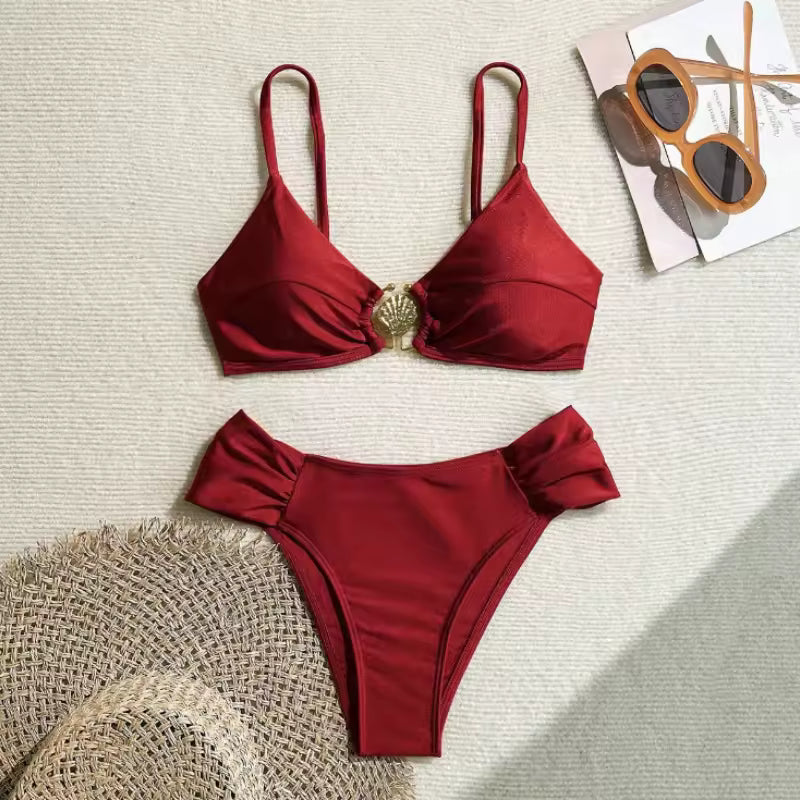 Luna-Bikini de dos piezas con cintura alta