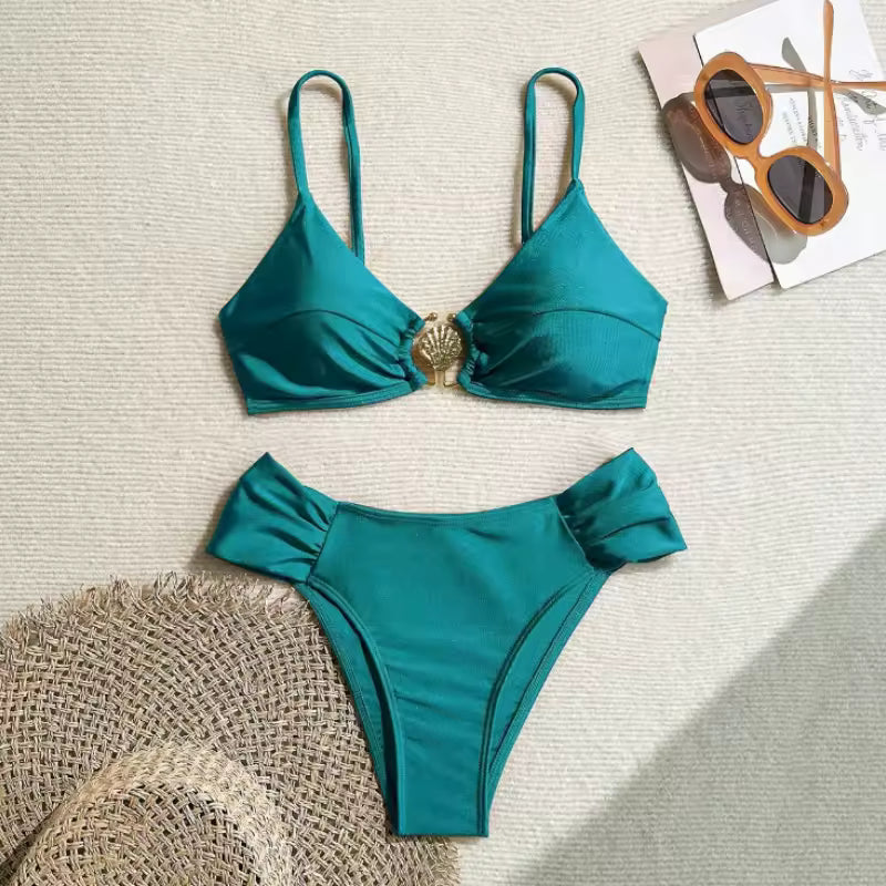 Luna-Bikini de dos piezas con cintura alta