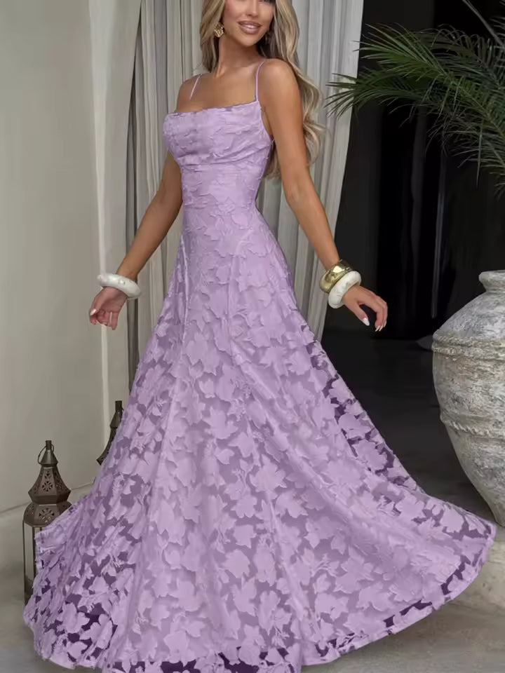 Lana-Vestido largo con bordado de flores.