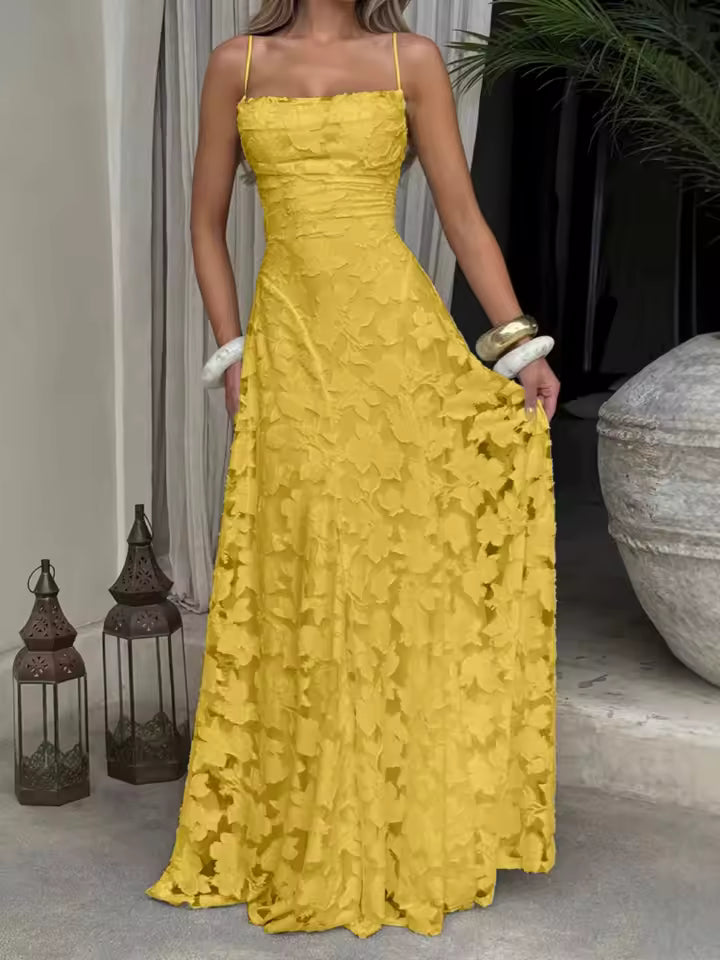 Lana-Vestido largo con bordado de flores.