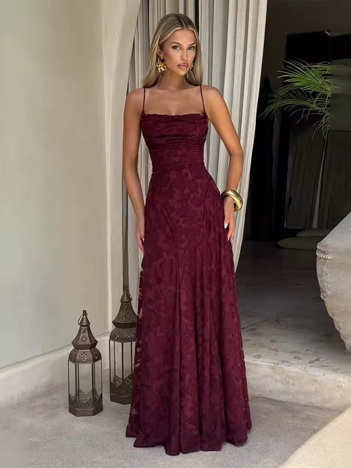 Lana-Vestido largo con bordado de flores.