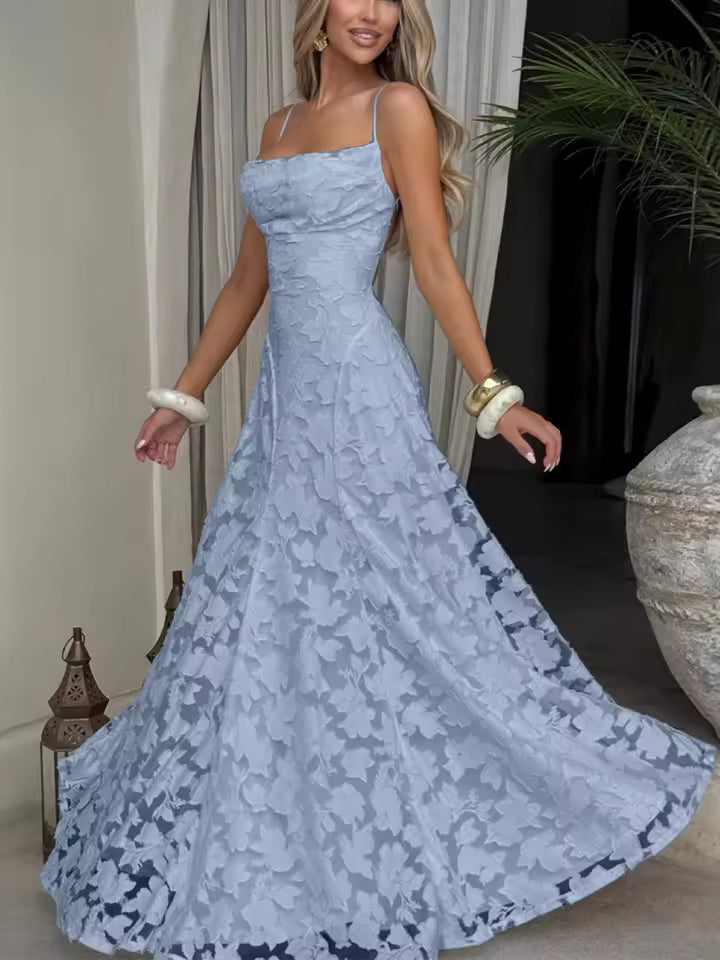 Lana-Vestido largo con bordado de flores.
